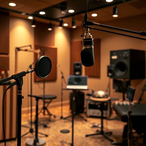 Interno dello studio di registrazione Onda Sonora con microfoni e attrezzature audio professionali