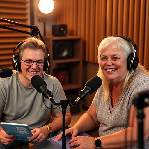 Un gruppo di podcaster sorridenti che lavorano nello studio Onda Sonora